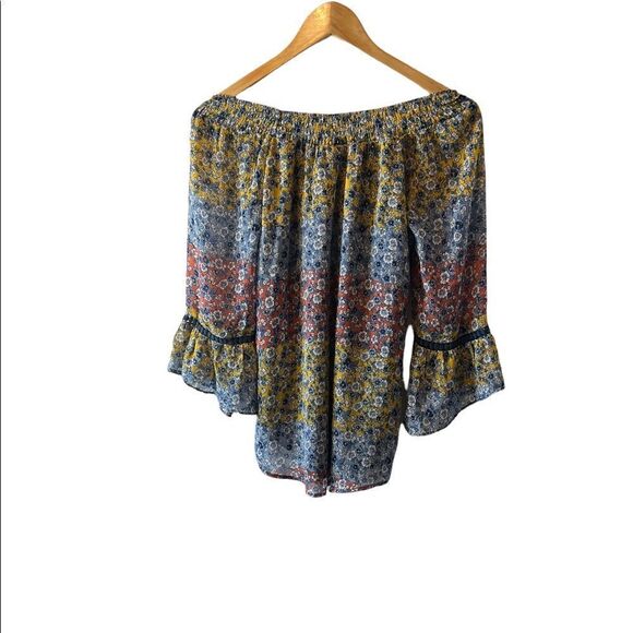 WESTPORT Floral Off The Shoulder Boho Flair Sleeve Flowy Top XS - Picture 4 of 9